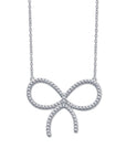 CLAW SET RHODIUM PLATED BOW NECKLACE