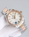 SEAMASTER CO-AXIAL 34MM ROSE GOLD STEEL DIAMOND BEZEL