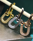 HARDWARE DROP EARRINGS DOUBLE LINK DIAMOND