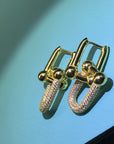 HARDWARE DROP EARRINGS DOUBLE LINK DIAMOND