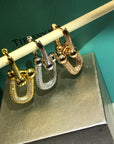 HARDWARE DROP EARRINGS DOUBLE LINK DIAMOND