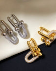 HARDWARE DROP EARRINGS DOUBLE LINK DIAMOND