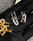 HARDWARE DROP EARRINGS DOUBLE LINK DIAMOND