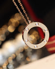 LOVE NECKLACE 16MM 6 DIAMONDS PINK GOLD