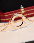 LOVE NECKLACE 16MM 6 DIAMONDS PINK GOLD