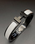 H BRACELET 12MM BLACK WHITE CERAMIC