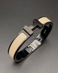 H BRACELET 12MM BLACK BEIGE CERAMIC