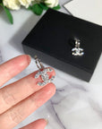 CC SILVER DIAMOND DROP EARRINGS