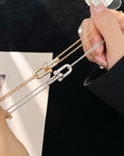 HARDWEAR DIAMOND PEDANT DOUBLE CHAIN NECKLACE