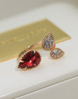BOHEME 3 MOTIF CARNELIAN DIAMOND PINK GOLD RING