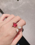 BOHEME 3 MOTIF CARNELIAN DIAMOND PINK GOLD RING