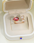 BOHEME 3 MOTIF CARNELIAN DIAMOND PINK GOLD RING