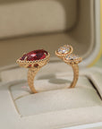 BOHEME 3 MOTIF CARNELIAN DIAMOND PINK GOLD RING