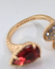 BOHEME 3 MOTIF CARNELIAN DIAMOND PINK GOLD RING