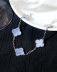 CLOVER 5 MOTIF SILVER CHALCEDONY BRACELET