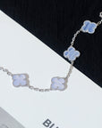 CLOVER 5 MOTIF SILVER CHALCEDONY BRACELET