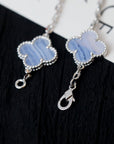 CLOVER 5 MOTIF SILVER CHALCEDONY BRACELET
