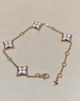 STAR 4 MOTIF MOP DIAMOND PINK GOLD BRACELET