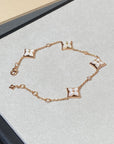 STAR 4 MOTIF MOP DIAMOND PINK GOLD BRACELET