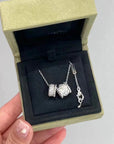 PERLEE DOUBLE PENDANT SILVER DIAMOND NECKLACE