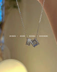 PERLEE DOUBLE PENDANT SILVER DIAMOND NECKLACE