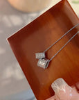PERLEE DOUBLE PENDANT SILVER DIAMOND NECKLACE