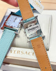 HM HEURE H 26 SILVER BLUE DIAL EPSOM LEATHER