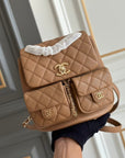 SMALL BACKPACK 20.5 BROWN GRAINED CALFSKIN