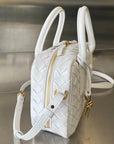 BV GETAWAY SMALL 23CM WHITE LAMBSKIN