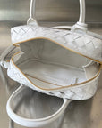 BV GETAWAY SMALL 23CM WHITE LAMBSKIN