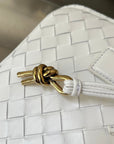 BV GETAWAY SMALL 23CM WHITE LAMBSKIN