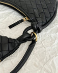 BV MEDIUM GEMELLI 36CM BLACK LAMBSKIN LEATHER
