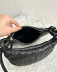 BV MEDIUM GEMELLI 36CM BLACK LAMBSKIN LEATHER