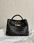 BV SMALL ANDIAMO 25CM BLACK LAMBSKIN