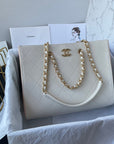 SMALL TOTE 31CM WHITE LAMBSKIN GOLD HARDWARE