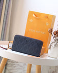 LV ZIPPY WALLET LONG PURSE BLUE RED EMPREINTE LEATHER