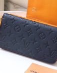 LV ZIPPY WALLET LONG PURSE BLUE RED EMPREINTE LEATHER
