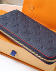LV ZIPPY WALLET LONG PURSE BLUE RED EMPREINTE LEATHER
