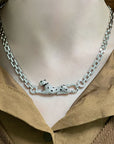 PANTHERE DE CARTI SILVER DIAMOND ONYX CHAIN NECKLACE