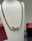 PANTHERE DE CARTI SILVER DIAMOND ONYX CHAIN NECKLACE