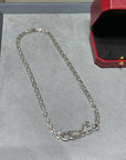 PANTHERE DE CARTI SILVER DIAMOND ONYX CHAIN NECKLACE