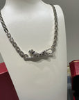 PANTHERE DE CARTI SILVER DIAMOND ONYX CHAIN NECKLACE
