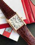 TANK SOLO QUARTZ PINK GOLD CASE BROWN LEATHER