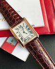 TANK SOLO QUARTZ PINK GOLD CASE BROWN LEATHER