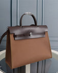 HM HERBAG ZIP 31 BROWN AND CHOCOLATE CANVAS