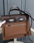 HM HERBAG ZIP 31 BROWN AND CHOCOLATE CANVAS