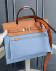 HM HERBAG ZIP 31 SKY AND BRONZE CANVAS