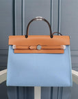 HM HERBAG ZIP 31 SKY AND BRONZE CANVAS