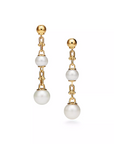 TRIPLE DROP LINK EARRINGS GOLD WITH FRESHWATER PEARLS