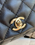 CC 24K Coco Hanle Mini 19cm Black Grained Calfskin Gold Hardware
